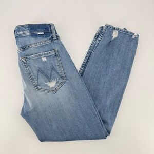 Mother Superior Distressed High‎ Rise Straight Leg Jeans Blue Womens Size 26